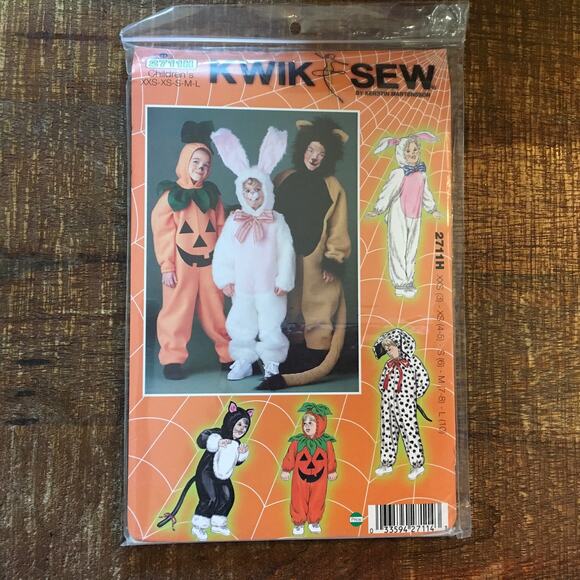 KWIK SEW Sewing Pattern 2711 Childrens Costume Pumpkin Rabbit Dog Cat 3-10 UNCUT - Picture 1 of 2